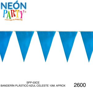 Banderín plástico 10 mts celeste