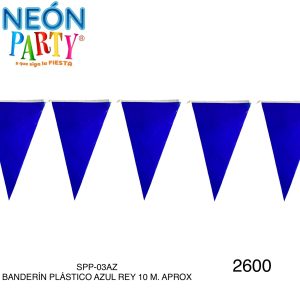 Banderín plástico 10 mts azul rey