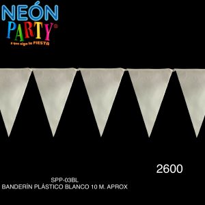Banderín plástico 10 mts blanco