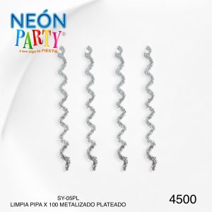 Limpia pipa metalizado x100 plateado