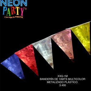 Banderín metalizado plástico 10 mts multicolor